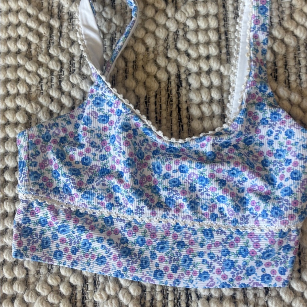 Loveshackfancy x Beach riot ribbed floral legging and bra matching set - Picture 2 of 4